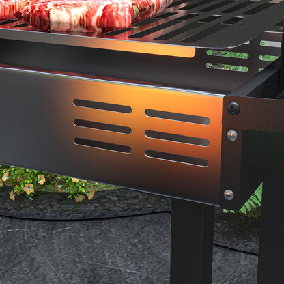 Outsunny Barbacoa De Carbón Portátil Con Pincho Giratorio Estantes Negro_3