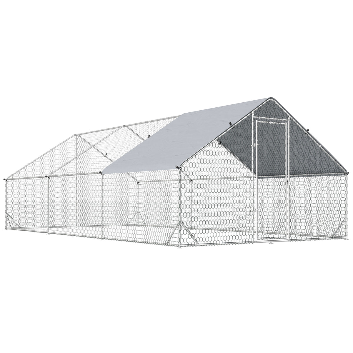 Pawhut Gallinero Para Exterior 3x6x2m Con Cubierta De Pe Y Cerradura Plata_0