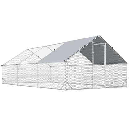 Pawhut Gallinero Para Exterior 3x6x2m Con Cubierta De Pe Y Cerradura Plata_0