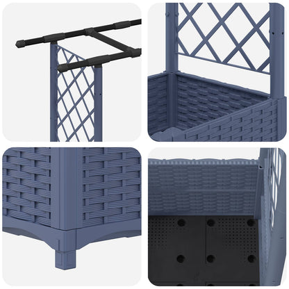 Cama Elevada Con Trellis Y Techo Gris 203 X 40 X 136 Cm Pp_5