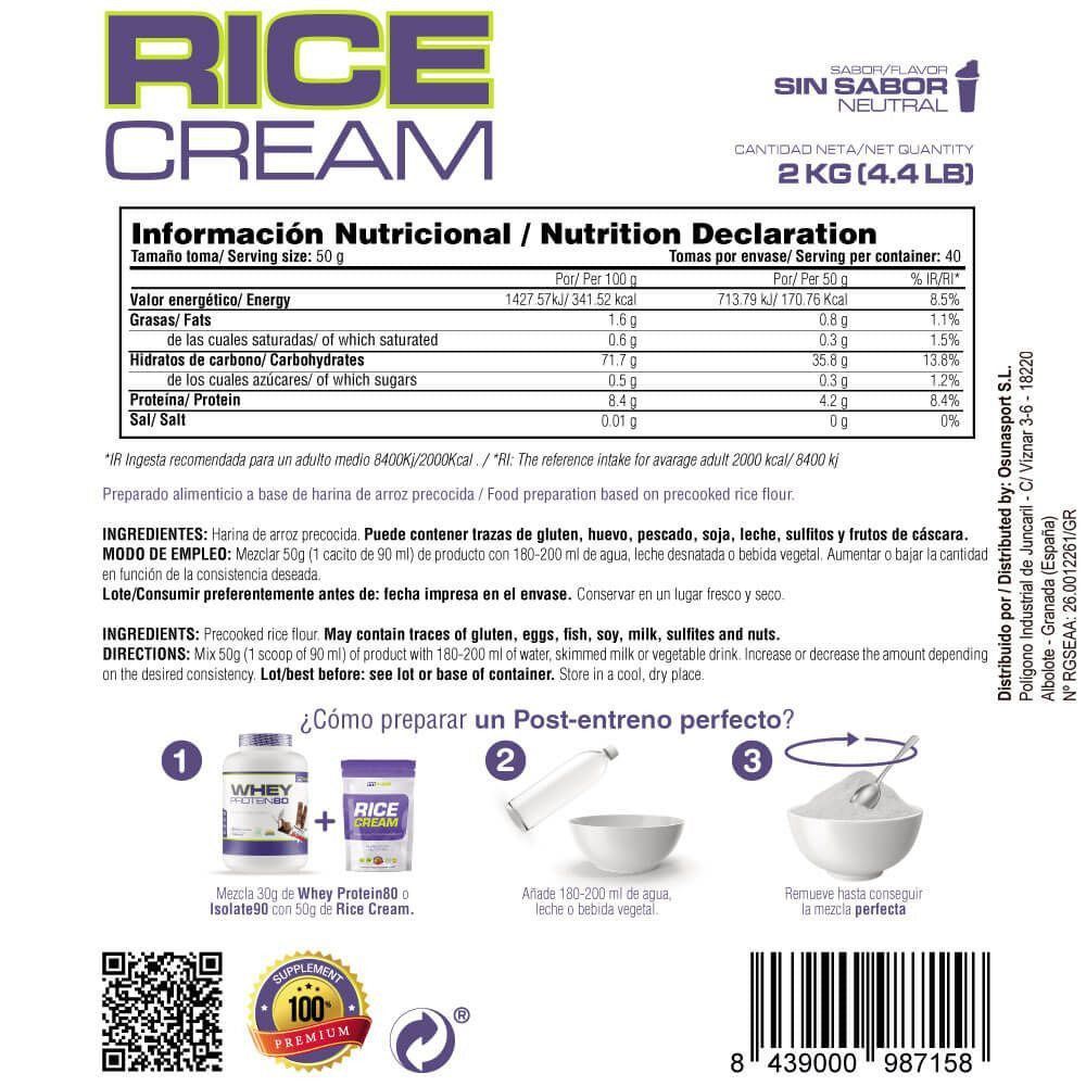 Rice Cream (crema De Arroz Pregelatinizada) - 2kg - Black Cookies - Fuente De Carbohidratos De Buena - Masmusculo_4