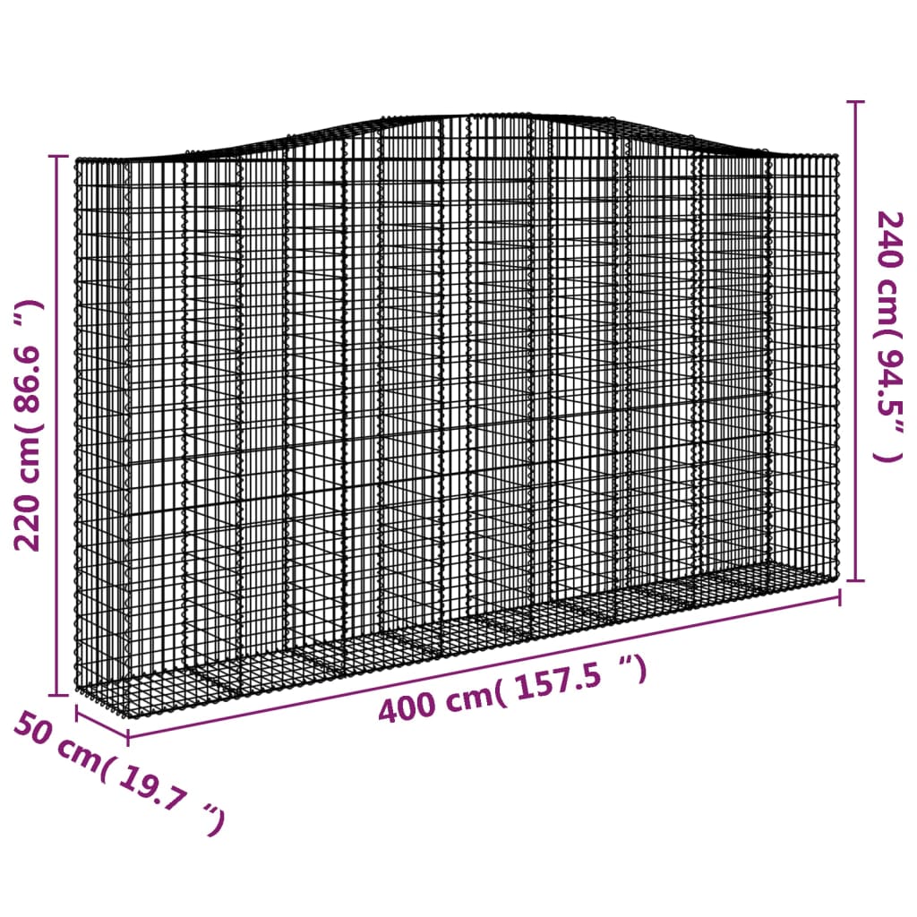 Cestas De Gaviones 5 Uds Forma De Arco Hierro 400x50x220/240 Cm_5