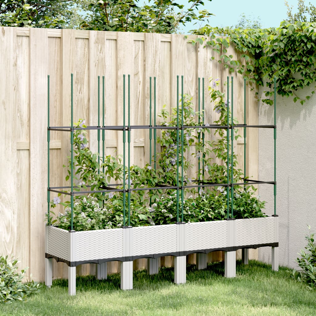 Jardinera Con Enrejado Pp Blanco 160x40x142,5 Cm_1