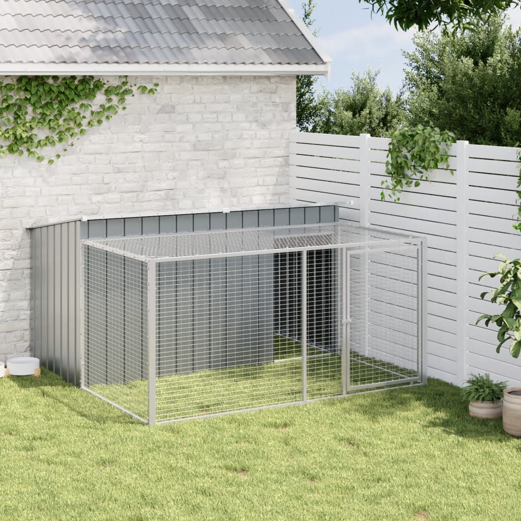 Caseta Para Perro Con Corral Antracita 197x194x110 Cm Acero Galvanizado_2