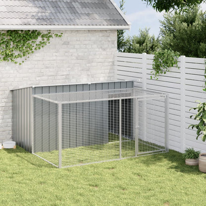 Caseta Para Perro Con Corral Antracita 197x194x110 Cm Acero Galvanizado_2