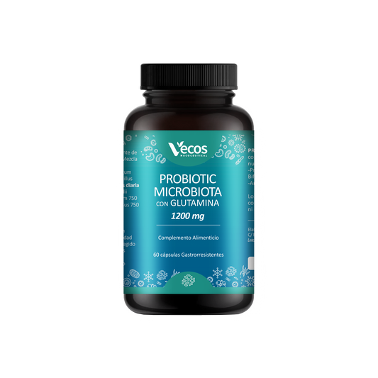 Probiotic Microflora Y Glutamina Vecos 60 Cápsulas | Revestimiento Intestinal | Glutamina 1200 Mg_0
