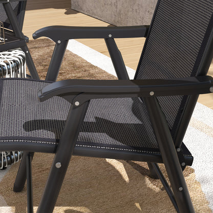 Sillas Plegables Outsunny Acero, Texteline Gris Oscuro 58x64x94 Cm_3
