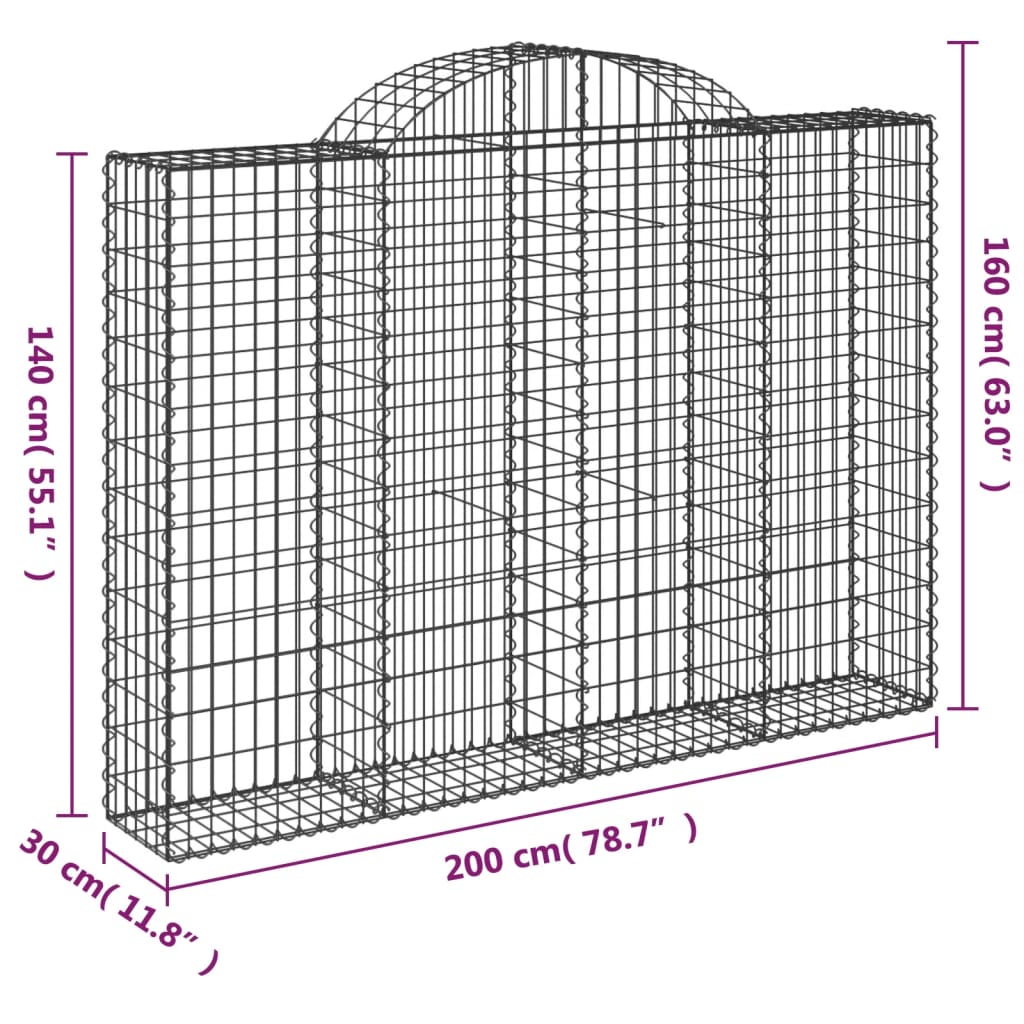 Cestas Gaviones 7 Uds Forma De Arco Hierro 200x30x140/160 Cm_5