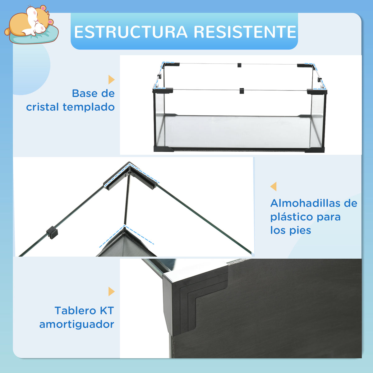 Pawhut Jaula Para Hámster Con Fondo De Vidrio 60x40x54,5 Cm Negro_5