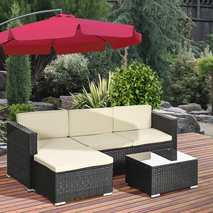 Outsunny Conjunto Muebles De Ratán Jardín Sofá De 3 Plazas Mesa Y Reposapiés_1
