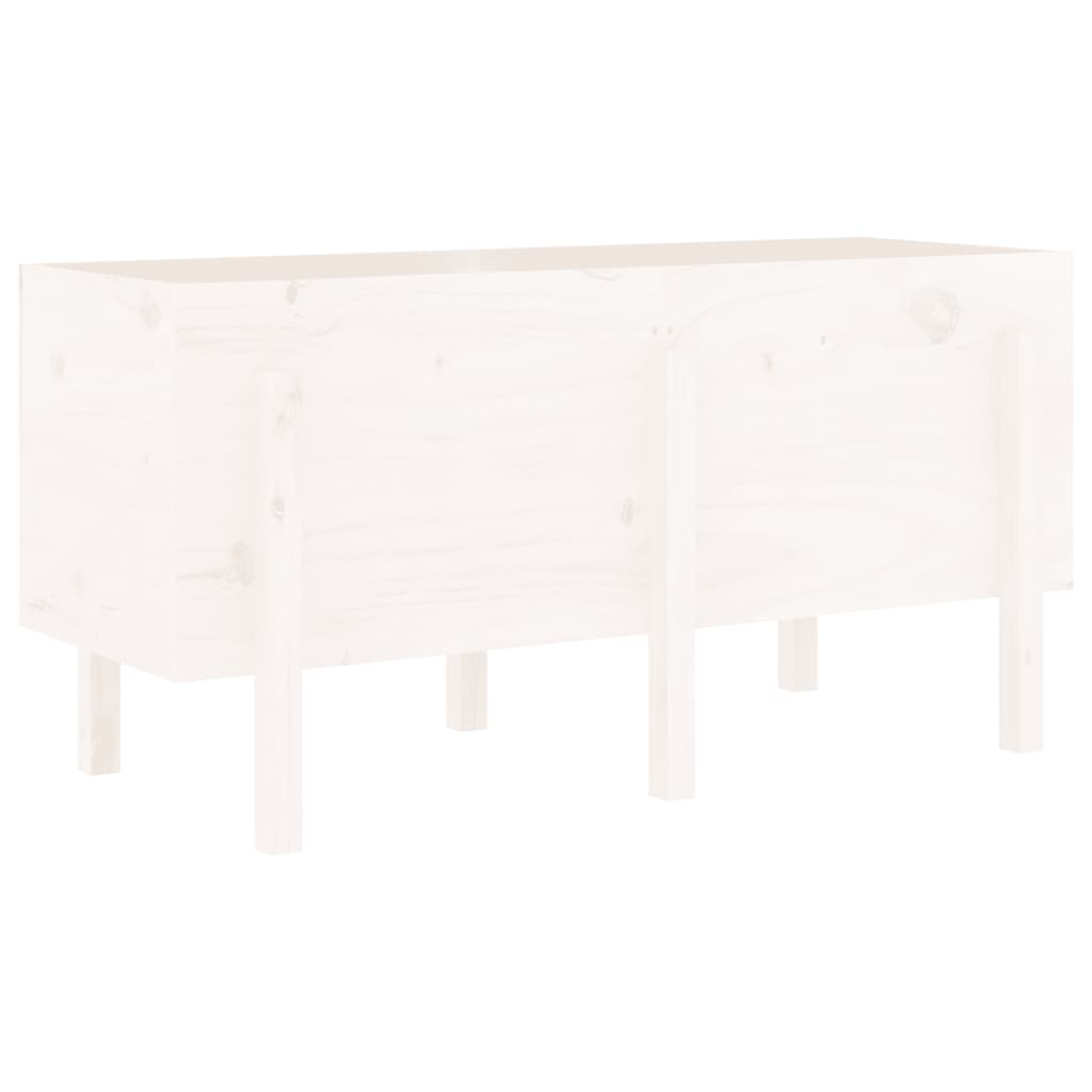 Arriate Elevado De Jardín Madera Maciza Pino Blanco 121x50x57cm_0