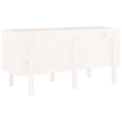 Arriate Elevado De Jardín Madera Maciza Pino Blanco 121x50x57cm_0