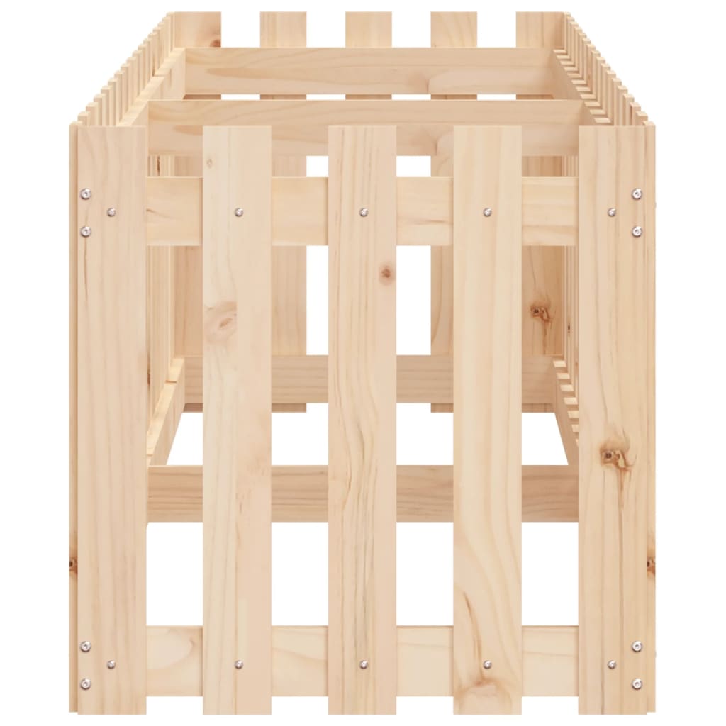 Arriate Elevado Jardín Con Valla Madera Maciza Pino 200x50x50cm_5