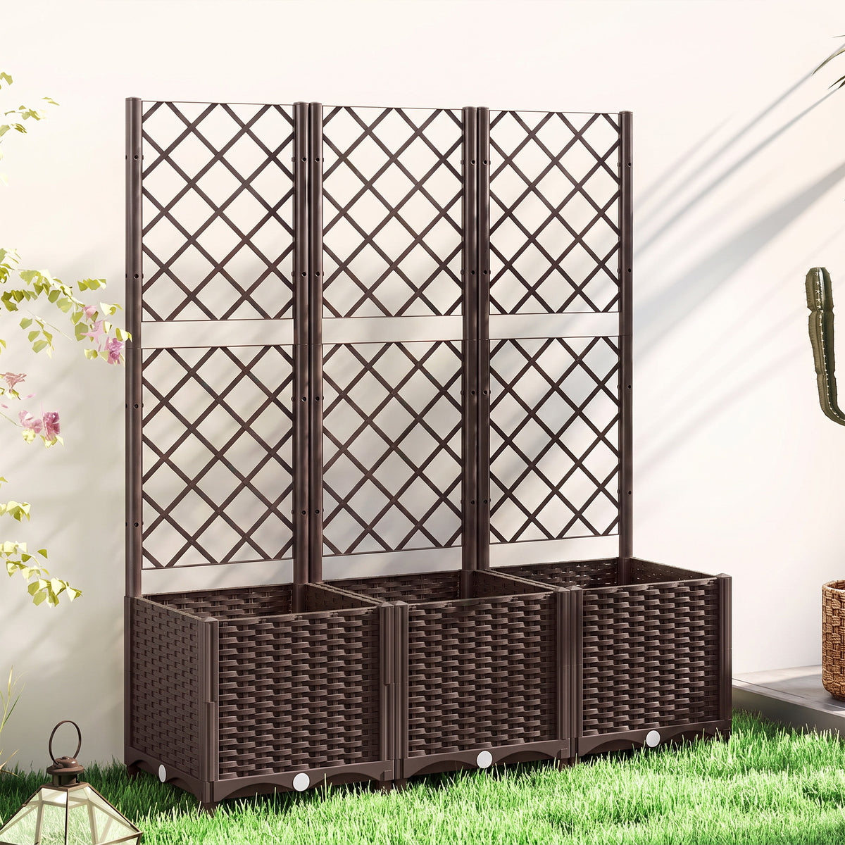 Outsunny Jardinera Con Enrejado De Pp Con Drenaje Y Amplio Espacio 120x40x135 Cm_1