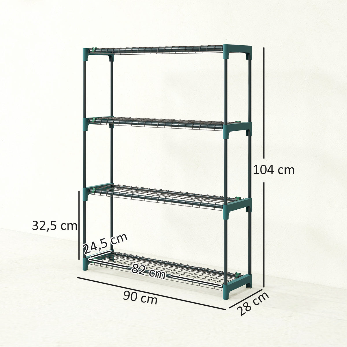 Suporte Para Plantas Outsunny Aço, Plástico Verde 90x28x104 Cm_2
