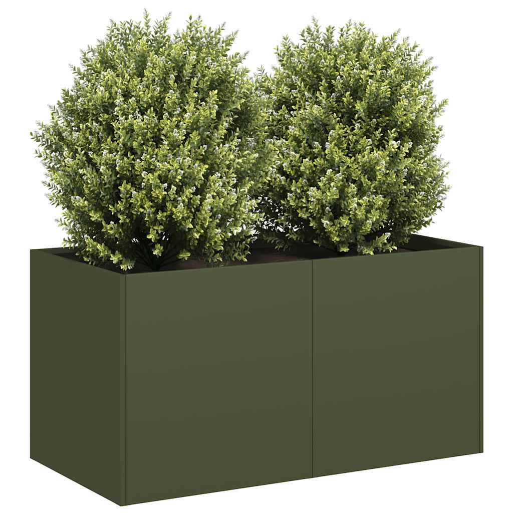 Jardinera De Acero Laminado En Frío Verde Oliva 80x40x40 Cm_1