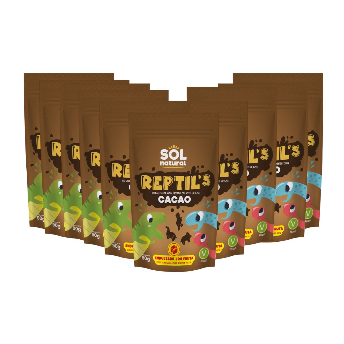 Pack 10x Galletas Infantiles de Avena, Frutas y Cacao Bio Sol Natural 90 gr