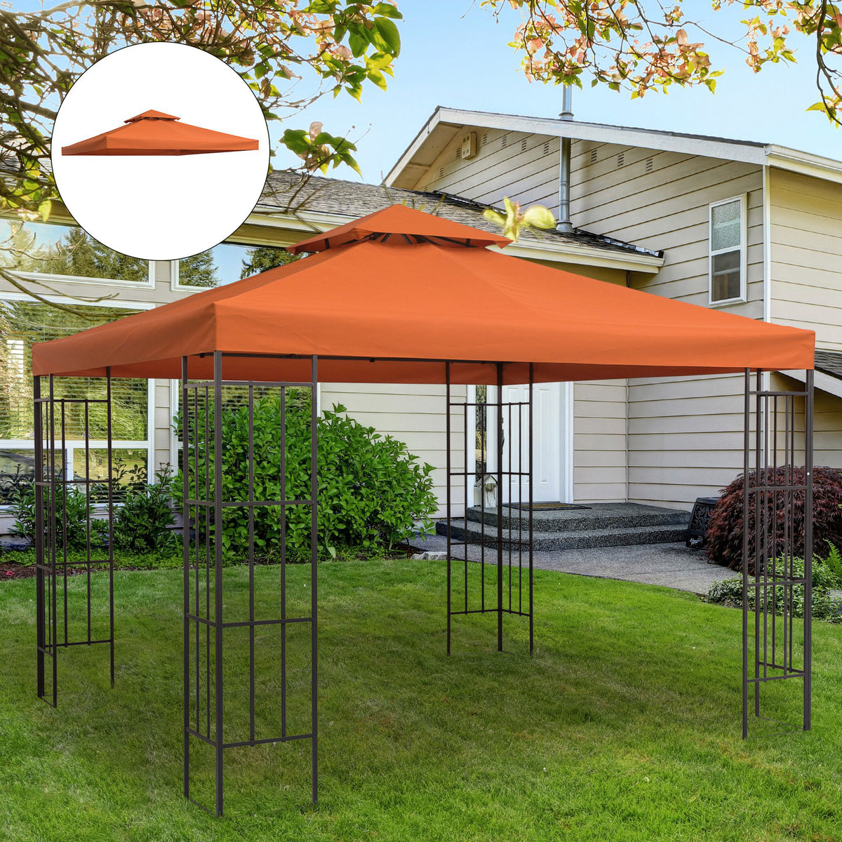 Techo Reemplazo Para Carpa Outsunny Rojo 300x300 Cm_1