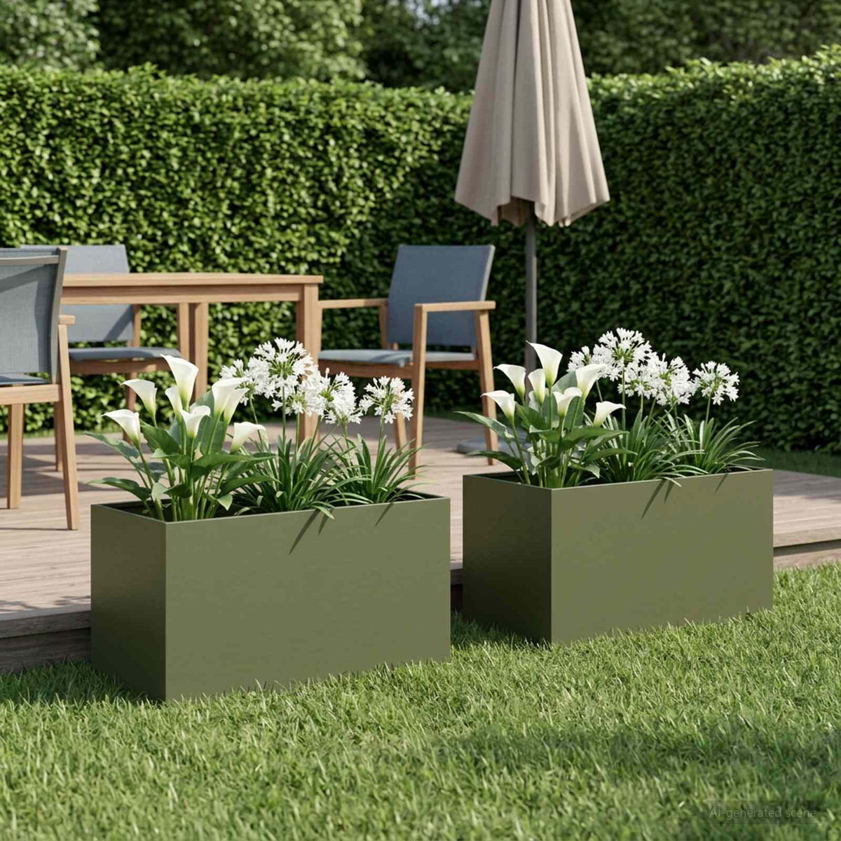 Macetero De Jardín 2 Uds. Verde Oliva 80 X 50 X 50 Cm_1