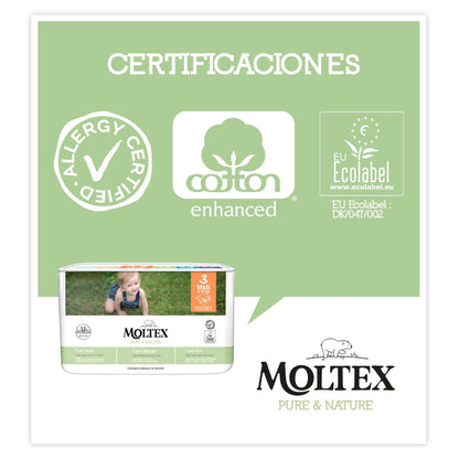 Pañales T3 (4-10 kg)  Moltex Pure &amp; Nature, 56 Uds