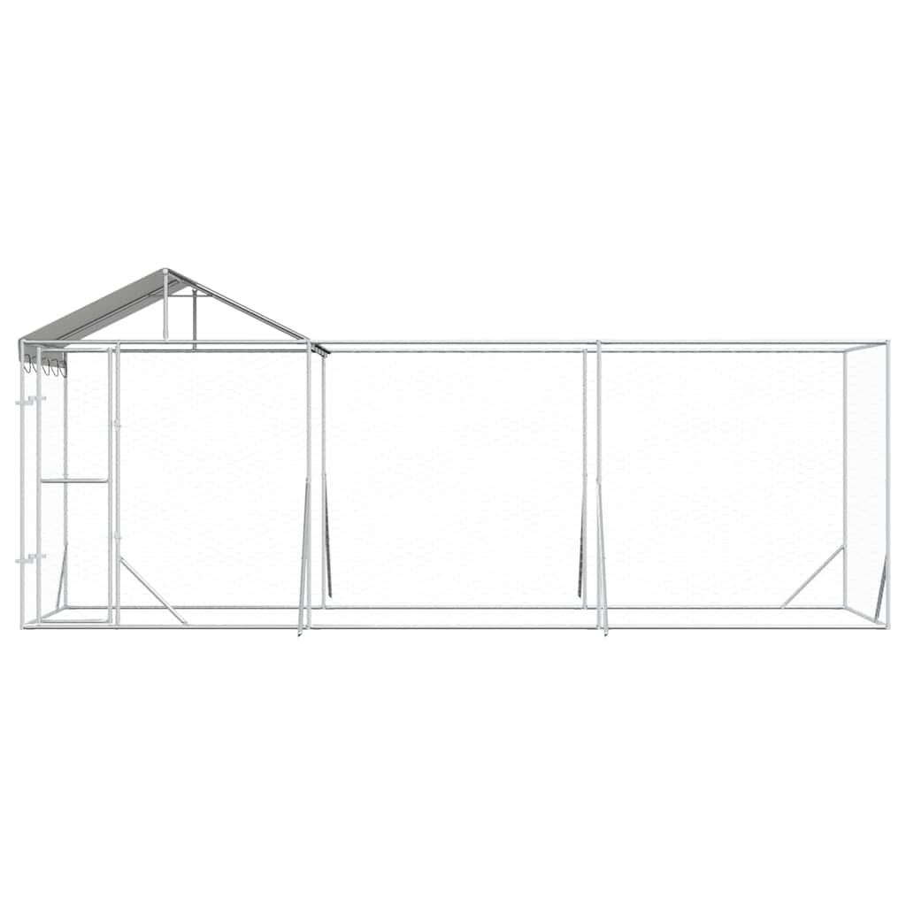 Perrera De Exterior Con Techo Acero Galvanizado Plata 6x2x2,5 M_4