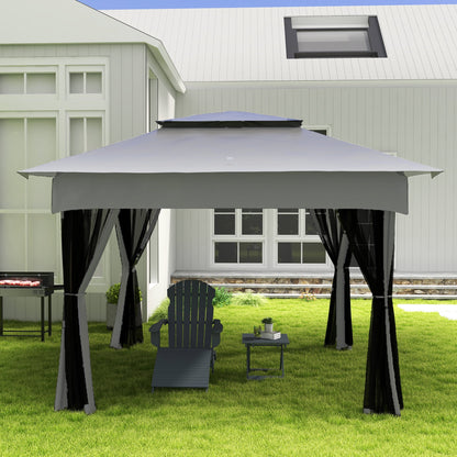 Outsunny Barbacoa De Carbón Portátil Con Pincho Giratorio Estantes Negro_4