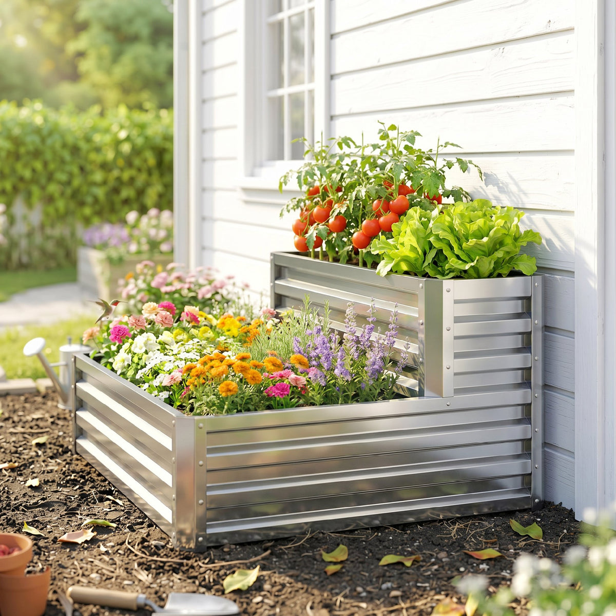Jardinera Outsunny Acero Galvanizado Plata 120x101x58 Cm_3