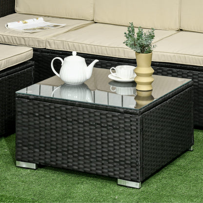 Outsunny Conjunto Muebles De Ratán Jardín Sofá De 3 Plazas Mesa Y Reposapiés_3