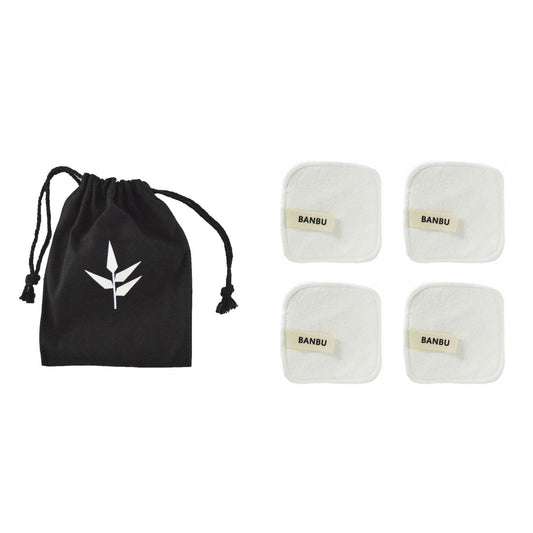 Set 4 Discos Desmaquillantes Reutilizables Blancos + Bolsita de Transporte Banbu