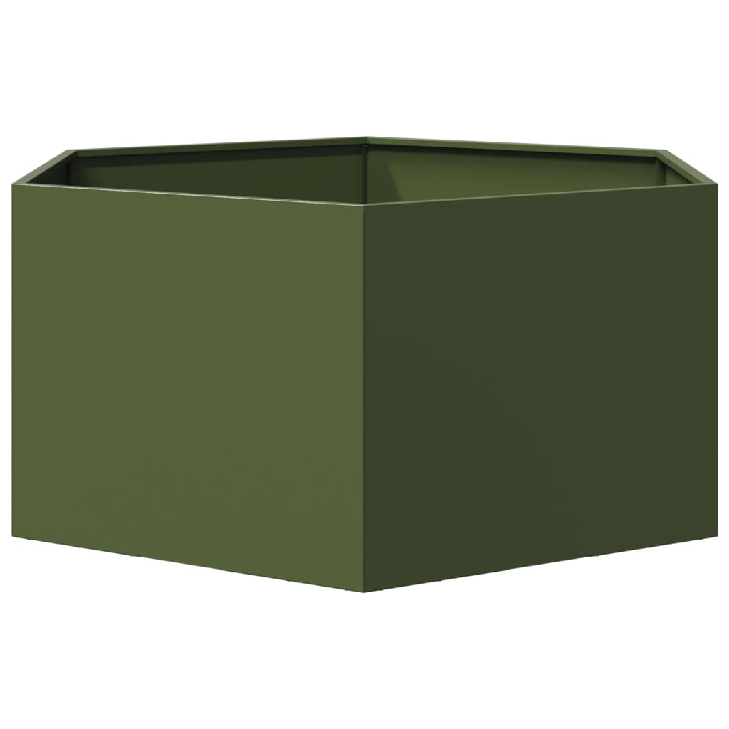 Jardinera Hexagonal De Acero Verde Oliva 104x90x45 Cm_4