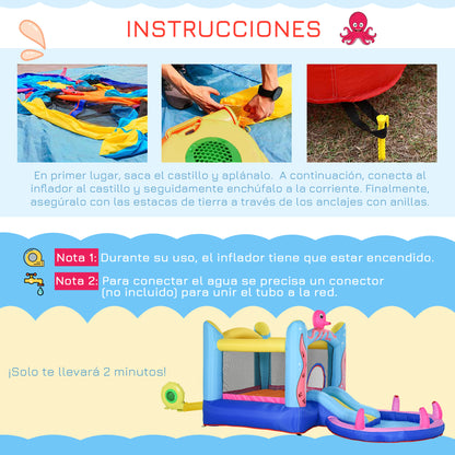Outsunny Castillo Hinchable Para Niños Con Piscina 360x175x180 Cm Multicolor_5