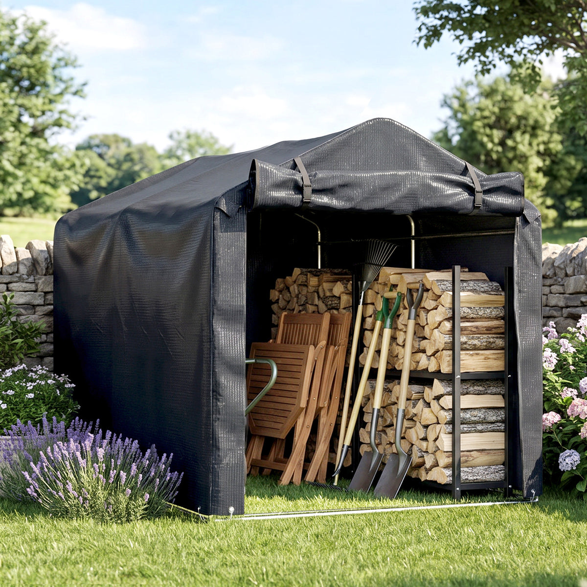 Outsunny Carpa De Jardín Exterior Para Herramientas 2,2x1,57x1,65 M Gris Oscuro_4