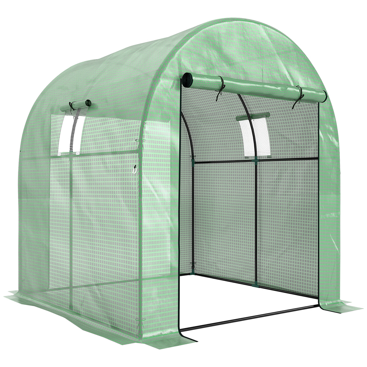 Invernadero De Túnel Outsunny Acero, Pe Verde 180x180x200 Cm_0
