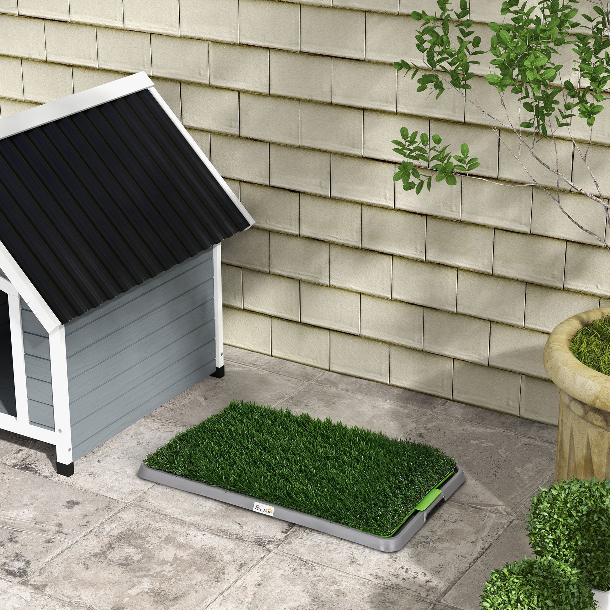 Pawhut Inodoro Para Perros Con 2 Céspedes Artificiales 67x41x3,5 Cm Verde_1