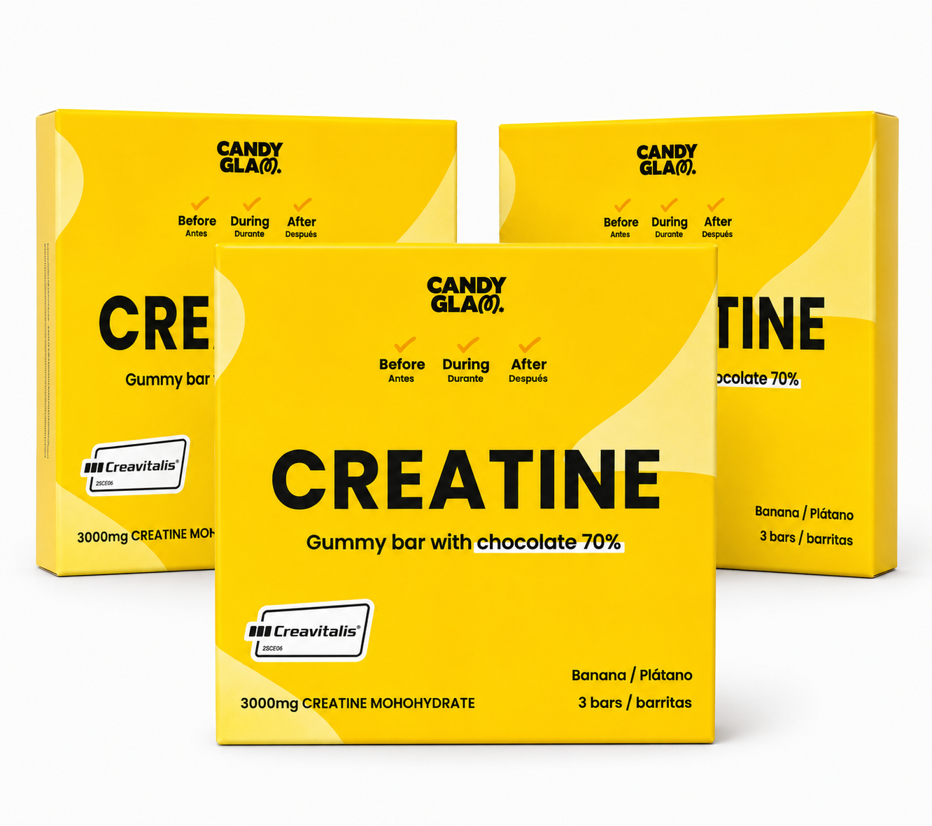 Candyglam Creatine | Gummy Bar Vegana Con Chocolate 70% | 3g Creatina Creavitalis® | Pack 9 Barritas_0