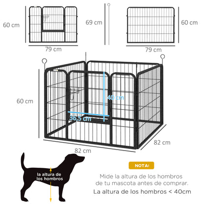 Pawhut Parque Para Perros 4 Paneles Plegable 82x82x60 Cm Con Puerta De Pestillo_2