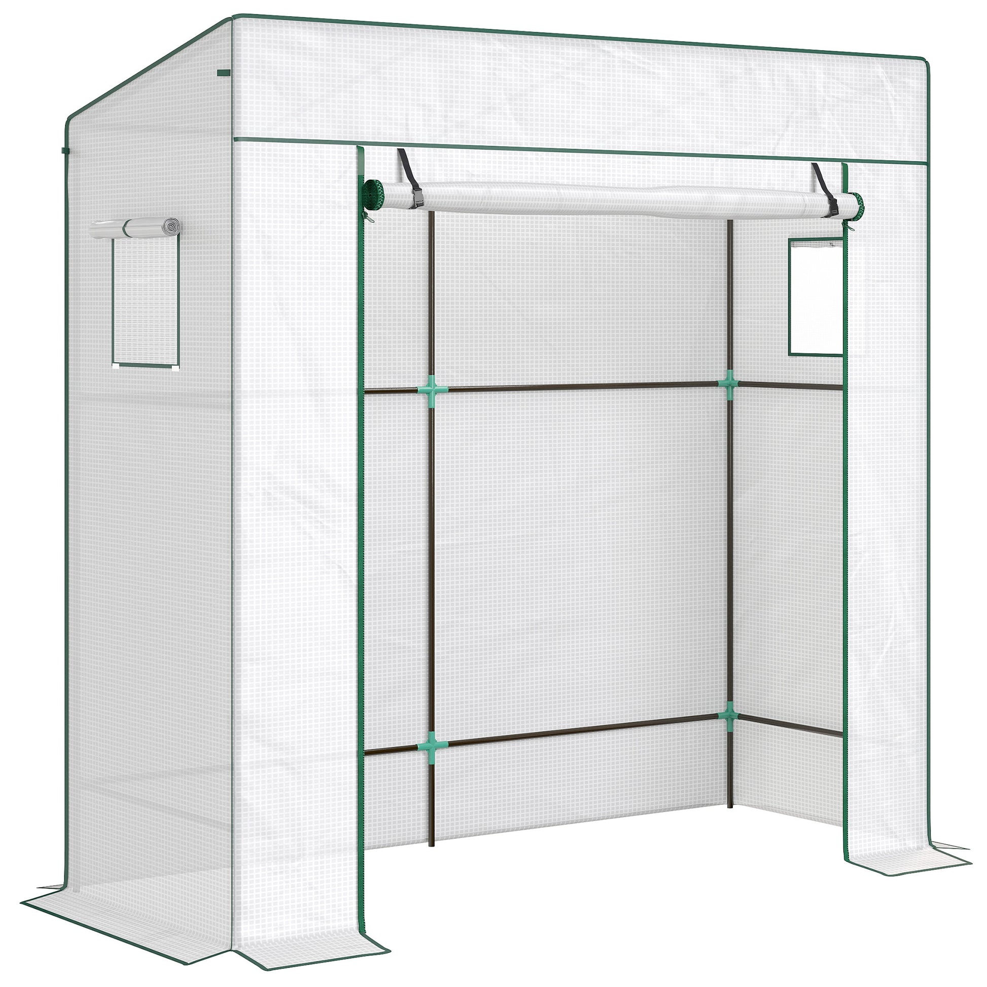 Outsunny Invernadero Pequeño Con Ventanas De Malla 196x77x197 Cm Blanco_0
