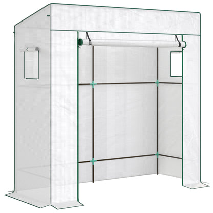 Outsunny Invernadero Pequeño Con Ventanas De Malla 196x77x197 Cm Blanco_0