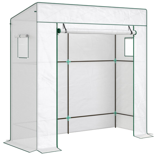 Outsunny Invernadero Pequeño Con Ventanas De Malla 196x77x197 Cm Blanco_0