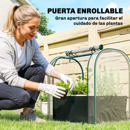 Invernadero Pequeño Outsunny Acero, Plástico Verde Oscuro 68x50x70 Cm_4