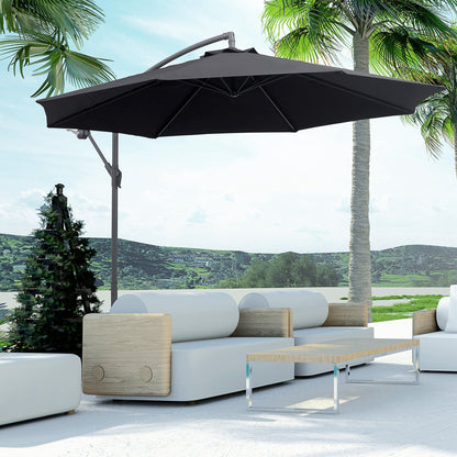 Outsunny Sombrilla De Jardín Ø295x250cm Inclinable Manivela Base Cruzada Negro_1