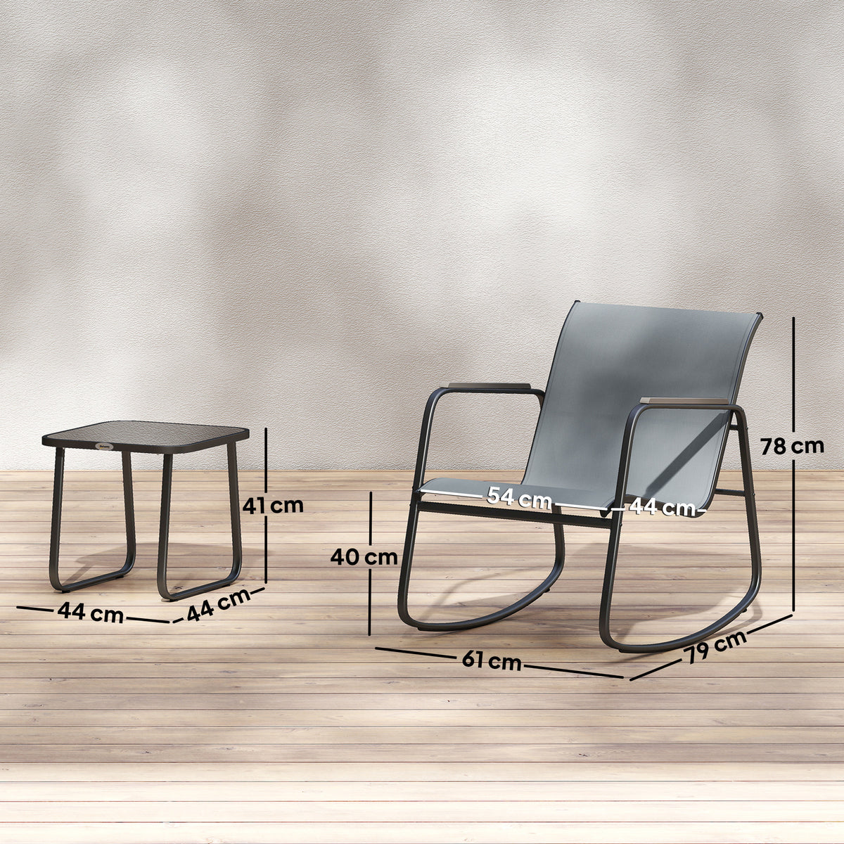 Conjunto De Bistró Outsunny Acero, Textileno Gris 79x61x78 Cm_2