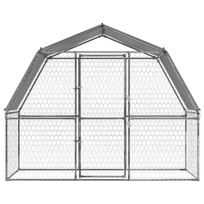 Jaula Para Perros Con Techo Y Puerta Acero Galvanizado Plateado_3