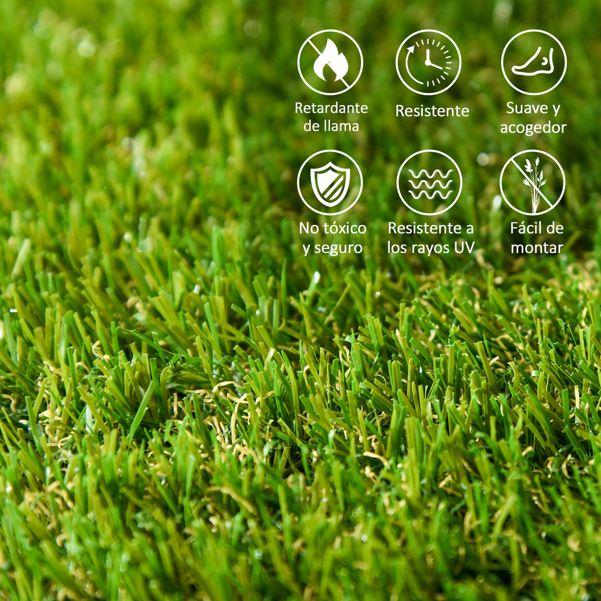 Outsunny Césped Artificial De 10 Piezas 30x30 Cm Altura De Hierba 20 Mm Verde_5