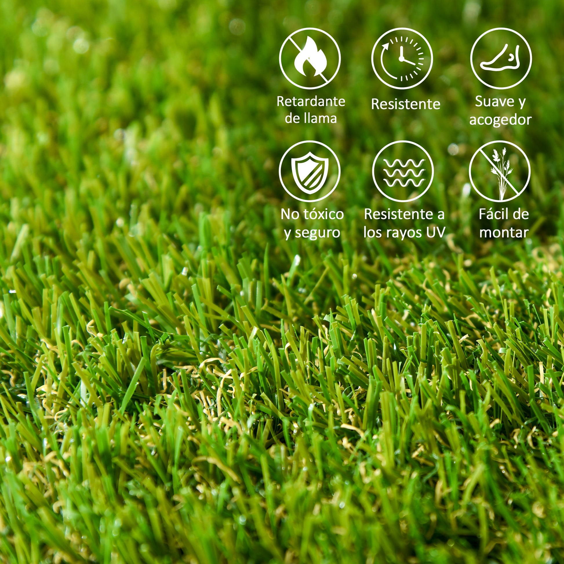 Outsunny Césped Artificial De 10 Piezas 30x30 Cm Altura De Hierba 20 Mm Verde_5