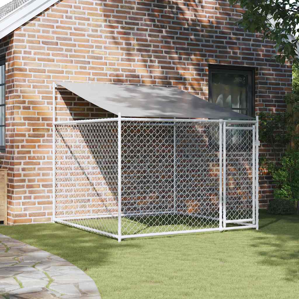 Jaula De Perros Techo Y Puerta Acero Galvanizado Gris 2x2x2 M_2