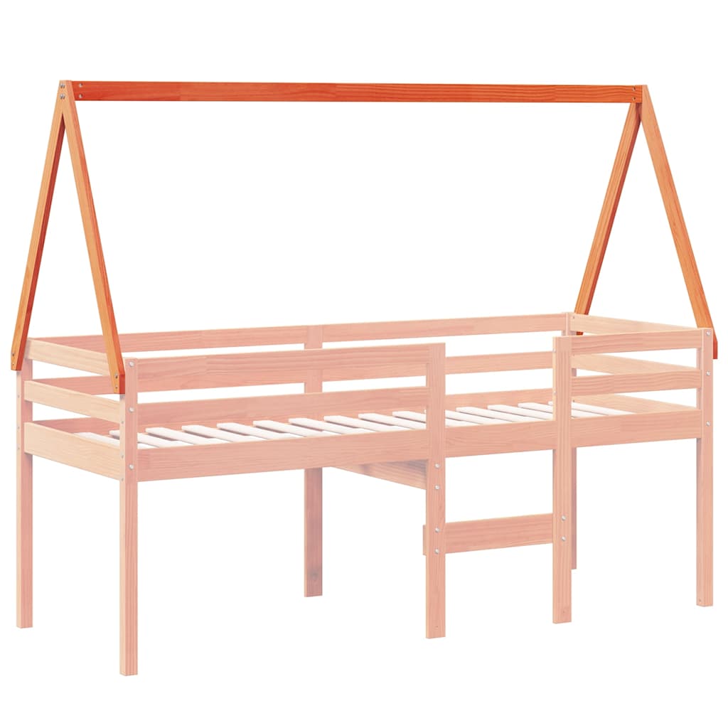 Techo De Cama Infantil Madera Maciza Pino Marrón 209x95,5x88 Cm_2