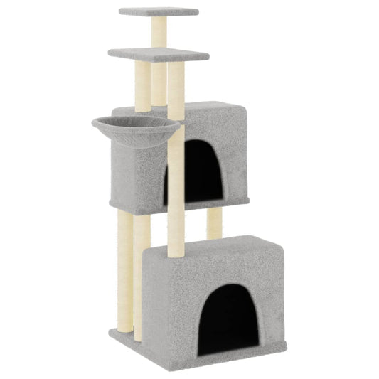 Rascador Para Gatos Con Postes De Sisal Gris Claro 122 Cm_0