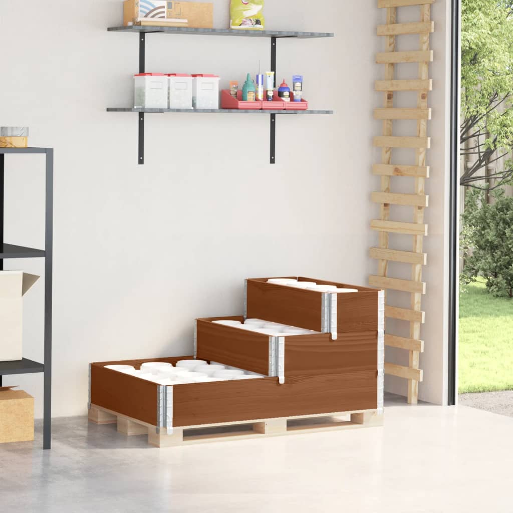 Arriate Elevado De 3 Niveles Madera Maciza Pino Marrón 120x80cm_1