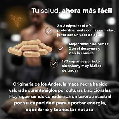 Maca Negra con L Arginina Zinc y Vitaminas B6 B12 y C Sevens Nutrition 180 cápsulas